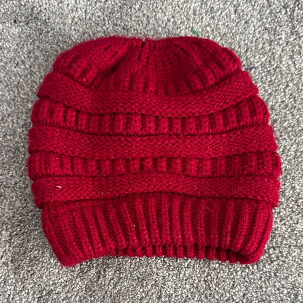 Elegant Red Knit Beanie for Women